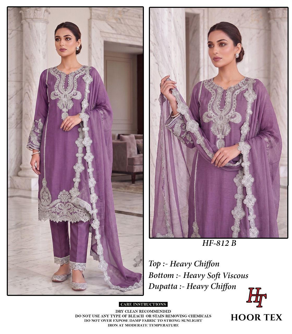 Hoor Tex 812 A to D Chiffon Embroidered Salwar Kameez