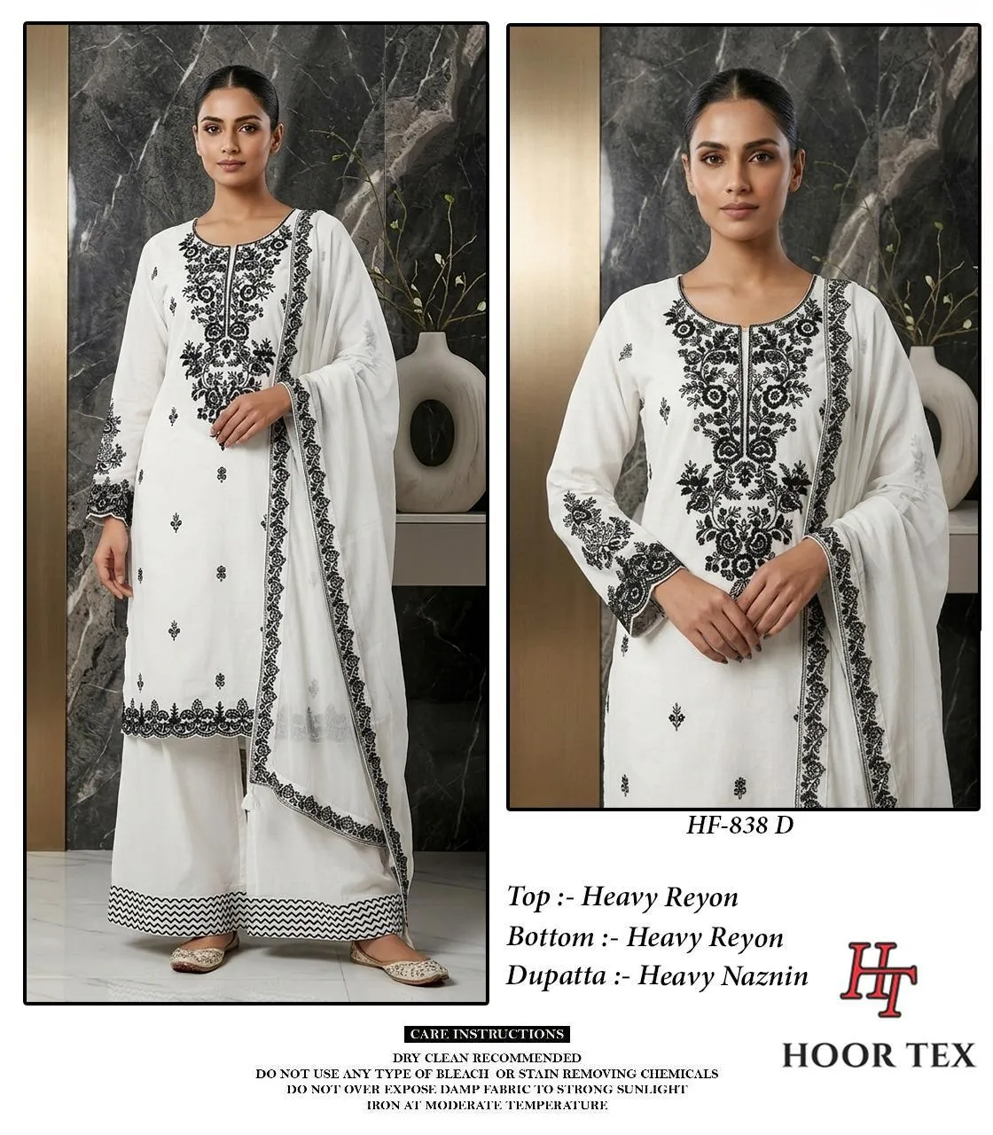 Hoor Tex 838 A To D Rayon Embroidered Salwar Kameez — Wholesale Readymade Pakistani Suits, hoor Tex wholesale from Surat — view 1