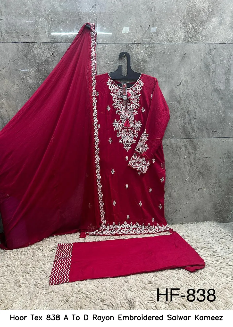 Hoor Tex 838 A To D Rayon Embroidered Salwar Kameez — Wholesale Readymade Pakistani Suits, hoor Tex wholesale from Surat — Photo 4
