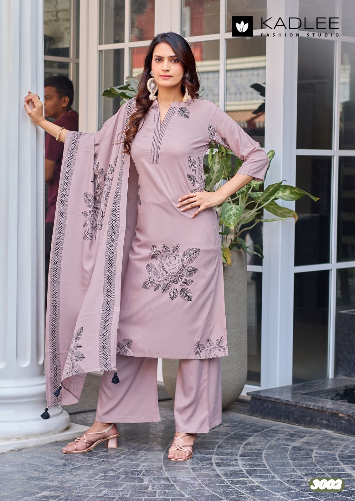 Kadlee Kasturam Rayon Print Hand Work Suit Set — Wholesale Readymade Suit, MPA wholesale from Surat — view 7