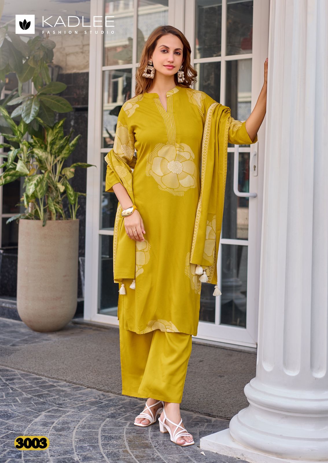 Kadlee Kasturam Rayon Print Hand Work Suit Set — Wholesale Readymade Suit, MPA wholesale from Surat — view 6