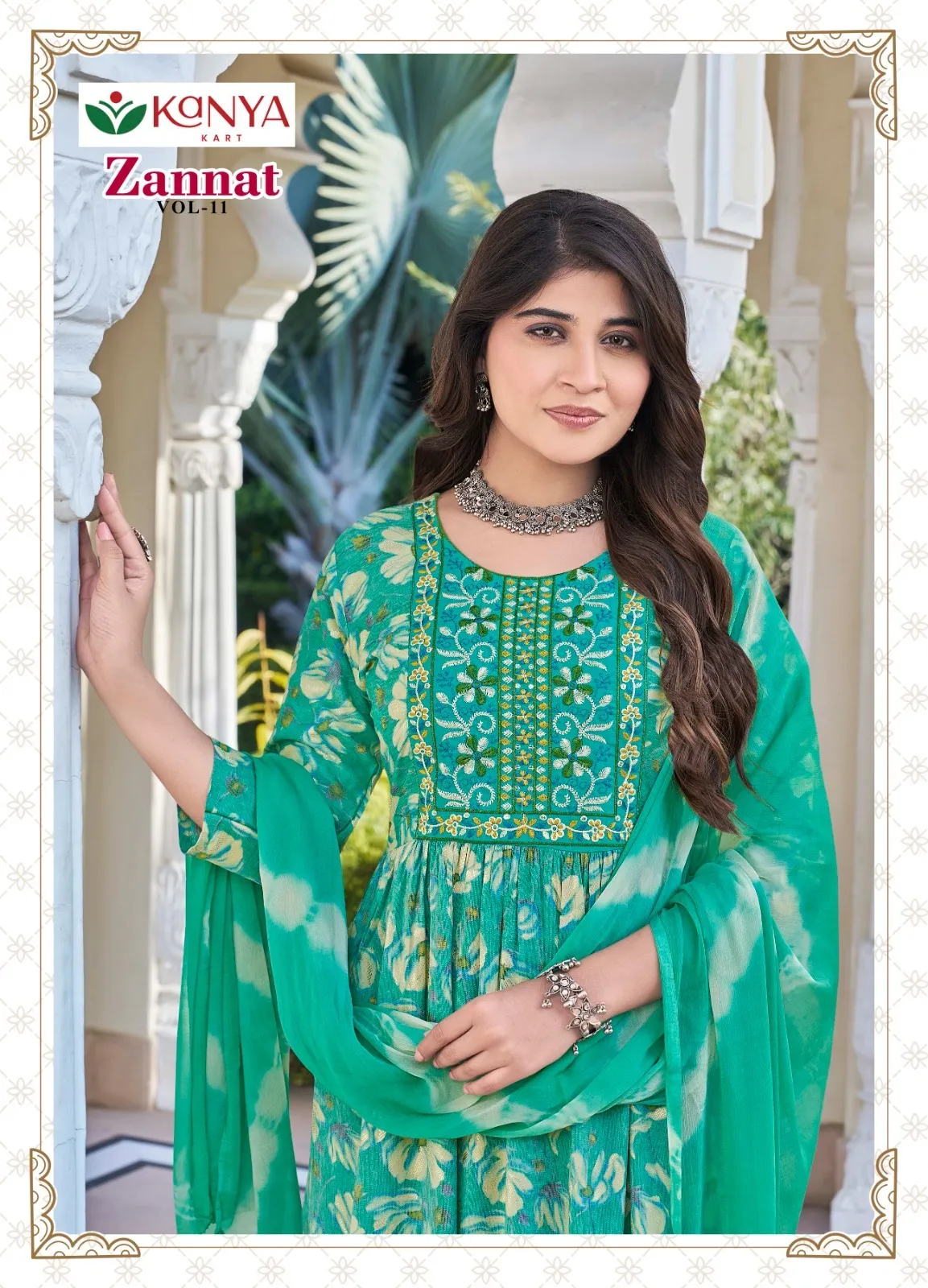 Kanya Zannat Vol 11 Capsule Print Umbrella Cut Kurti Set — Wholesale Kurti With Bottom Dupatta, Vardan Ethnic wholesale from Surat — view 1