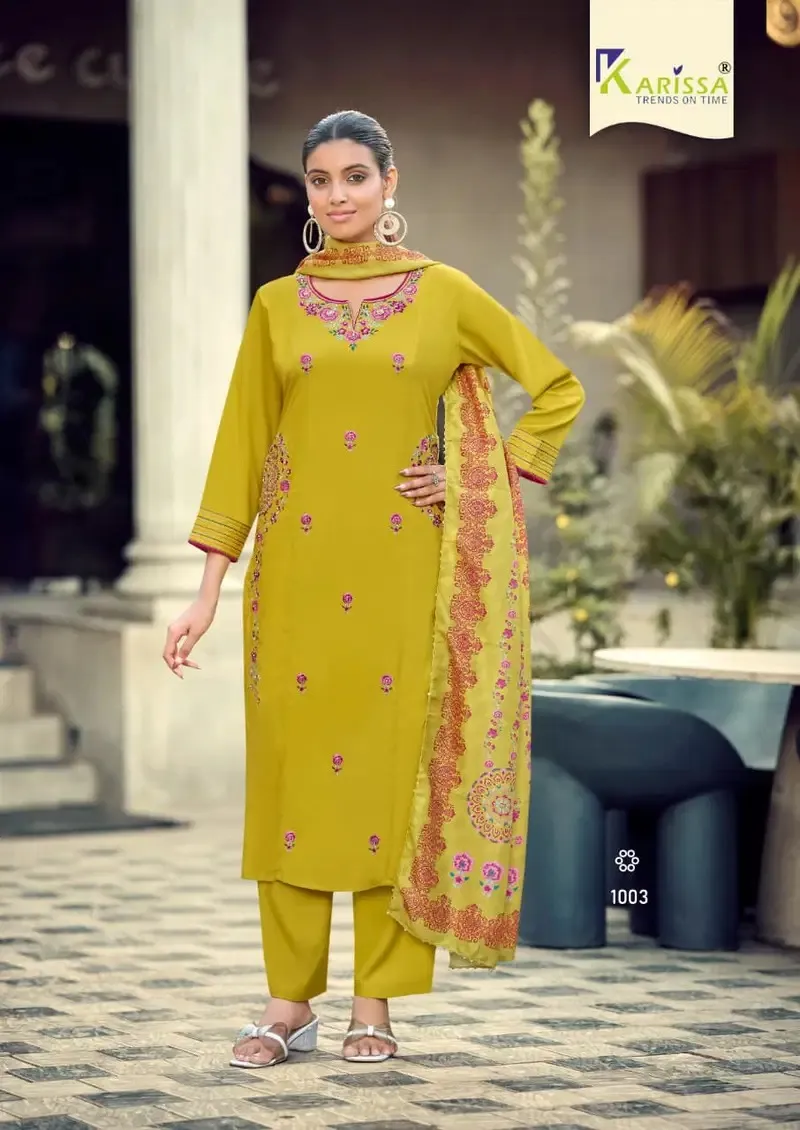 Karissa Aastha Vol 2 Rayon Thread Worked Readymade Salwar Kameez — Wholesale Salwar Suits, Karissa wholesale from Surat — view 1