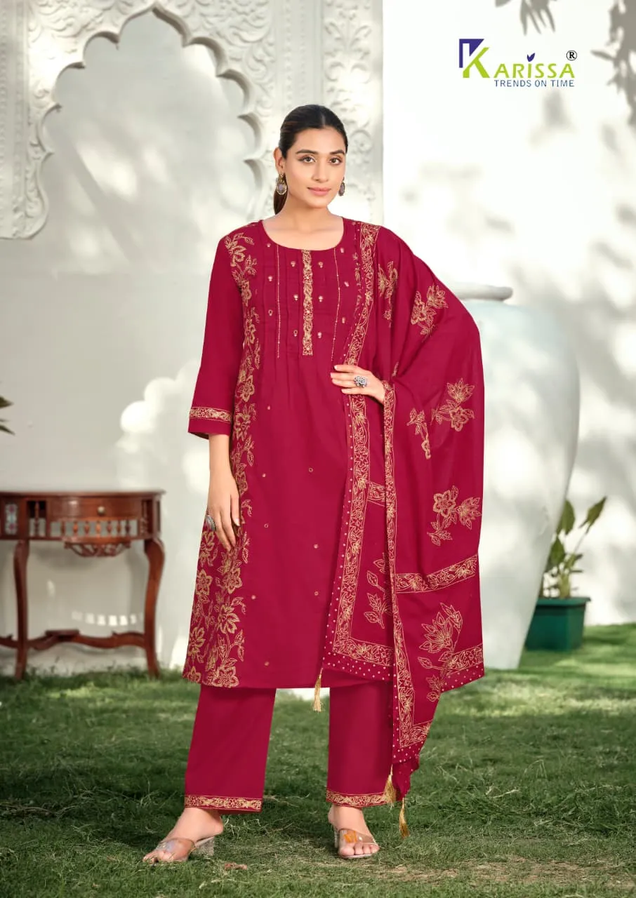 Karissa Mannat Bomaby Cotton Handworked Readymade Suit — Wholesale Kurti With Bottom Dupatta, Karissa wholesale from Surat — view 1