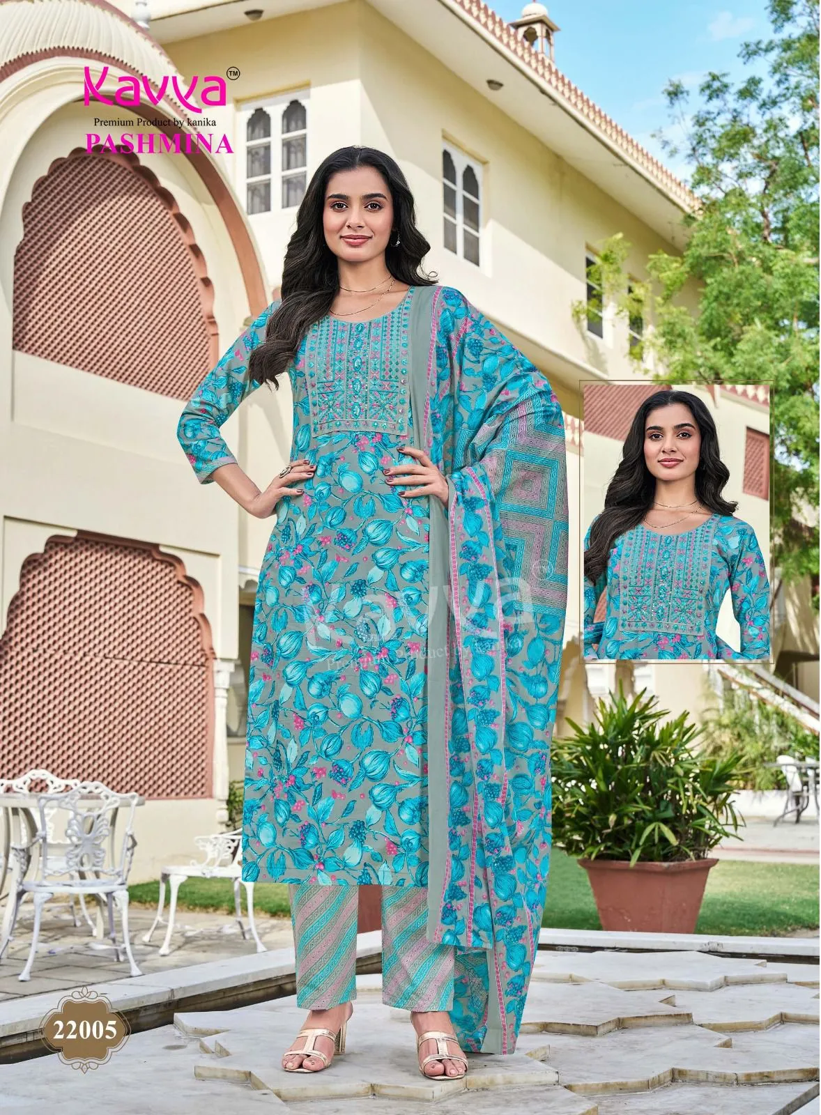 Kavya Pashmina Vol 22 Malasiyan Cotton Embroidered Readymade Suit