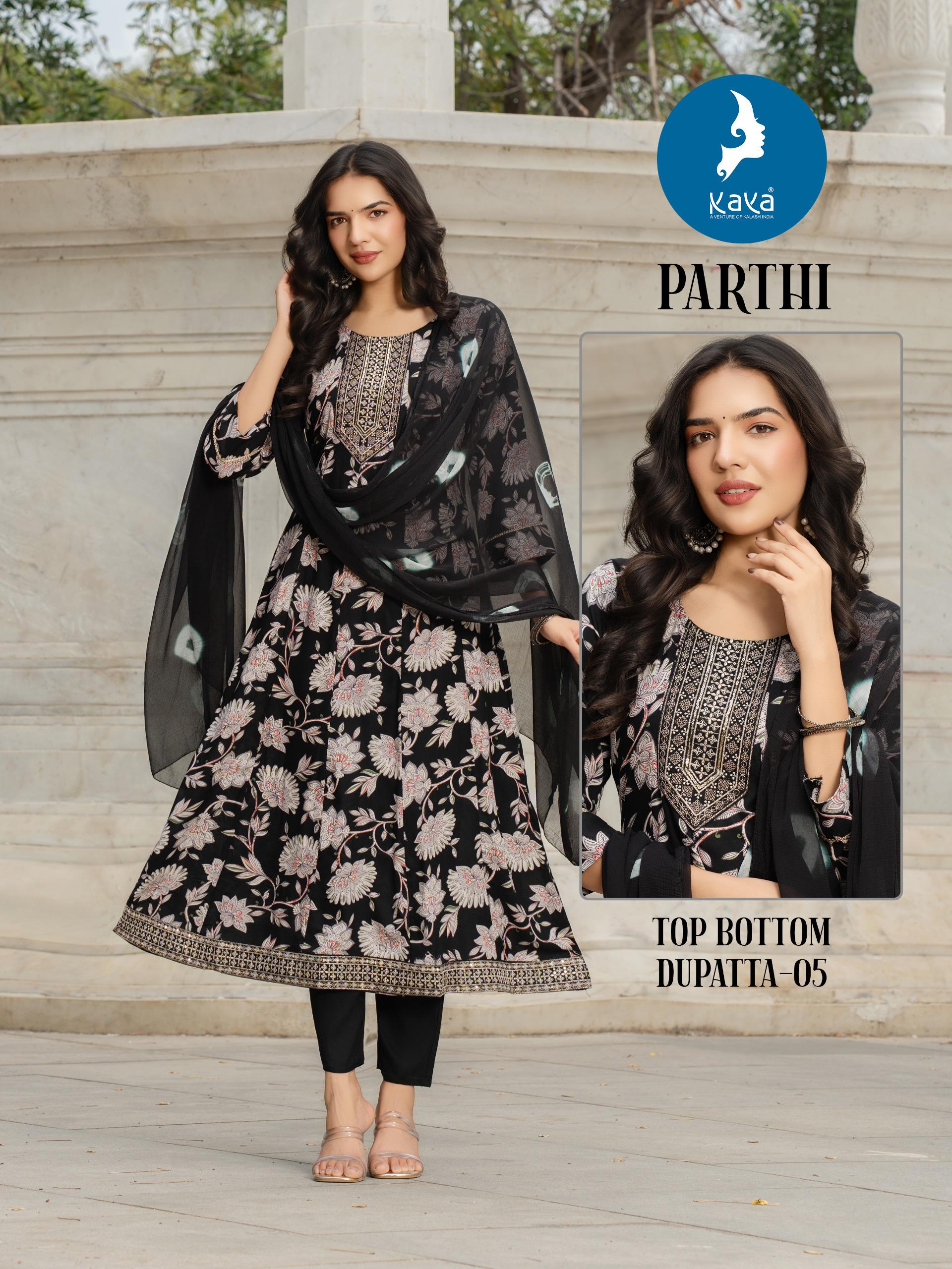Kaya Parthi Rayon Printed Kurti Set With Dupatta Wholesale — Wholesale Readymade Suit, Kavya wholesale from Surat — view 6