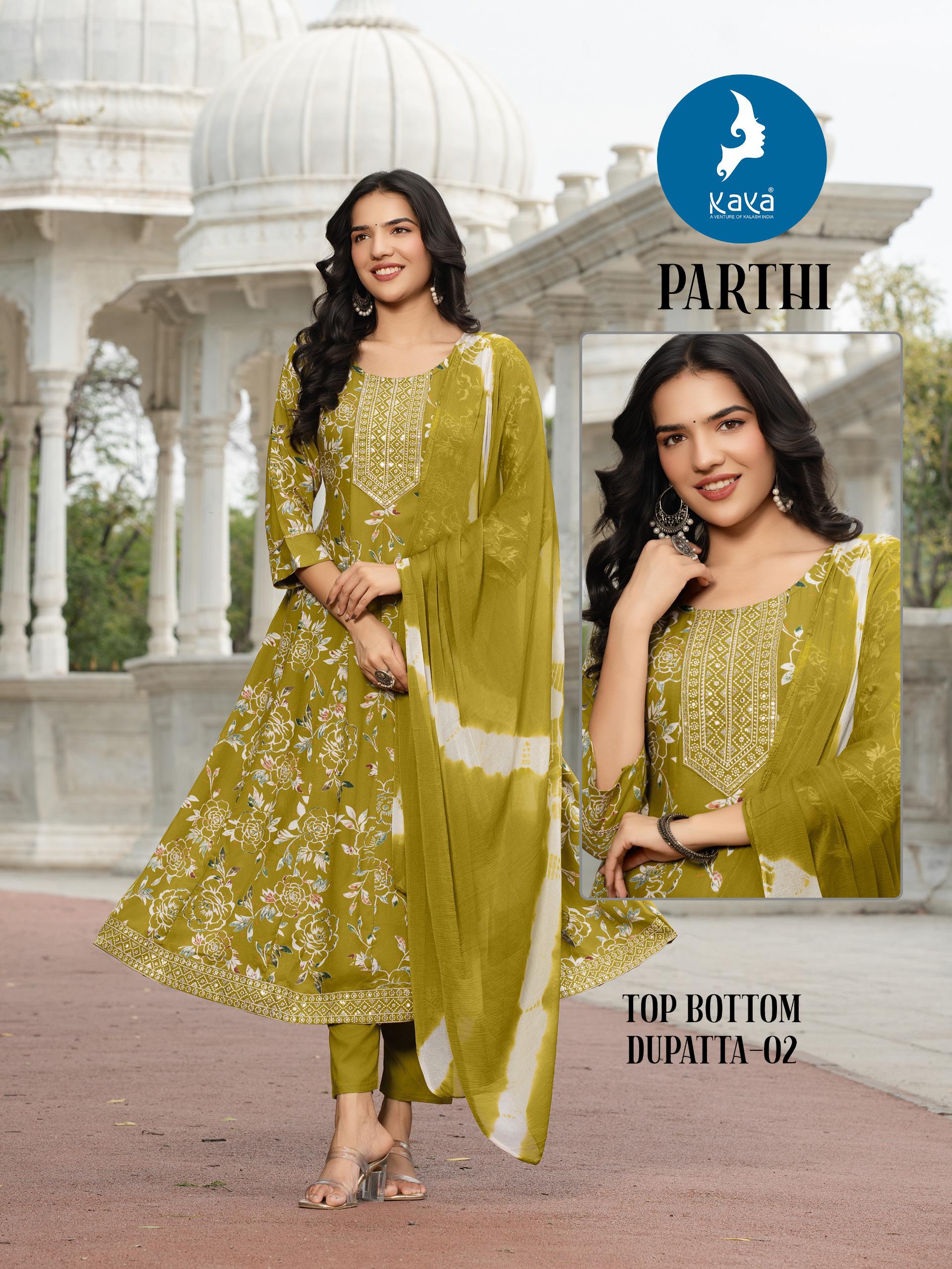 Kaya Parthi Rayon Printed Kurti Set With Dupatta Wholesale — Wholesale Readymade Suit, Kavya wholesale from Surat — view 8