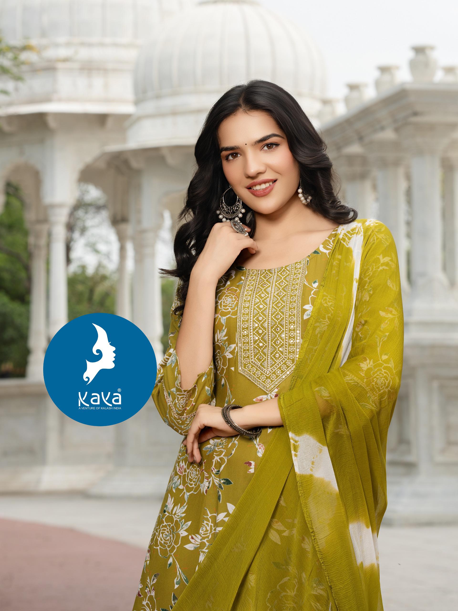 Kaya Parthi Rayon Printed Kurti Set With Dupatta Wholesale
