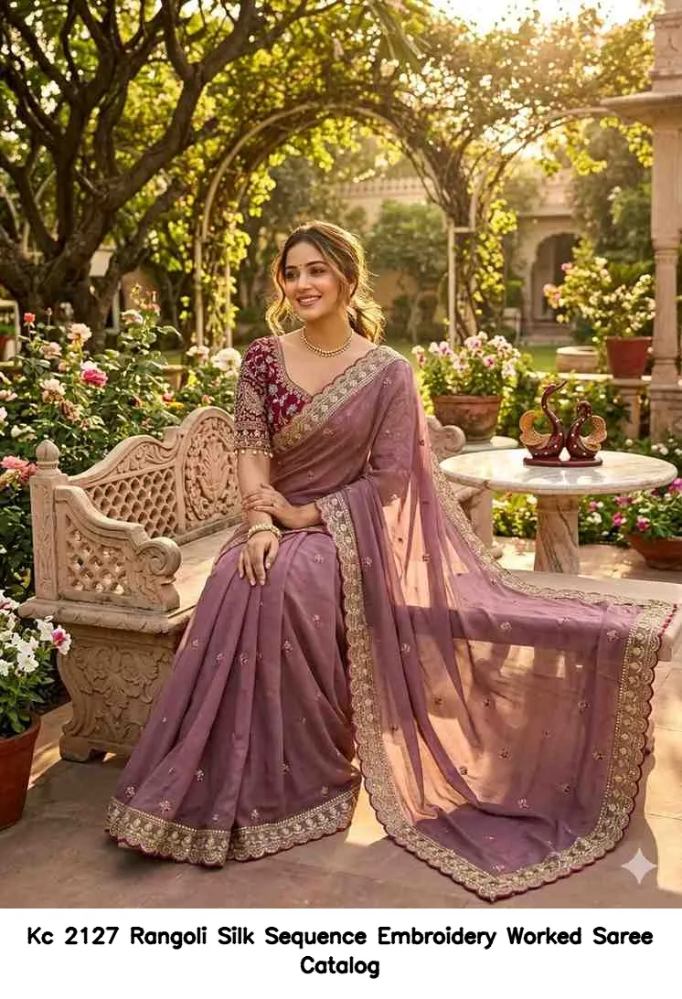 Kc 2127 Rangoli Silk Sequence Embroidery Worked Saree Catalog — Wholesale Sarees, Kc wholesale from Surat - Gallery Image 12