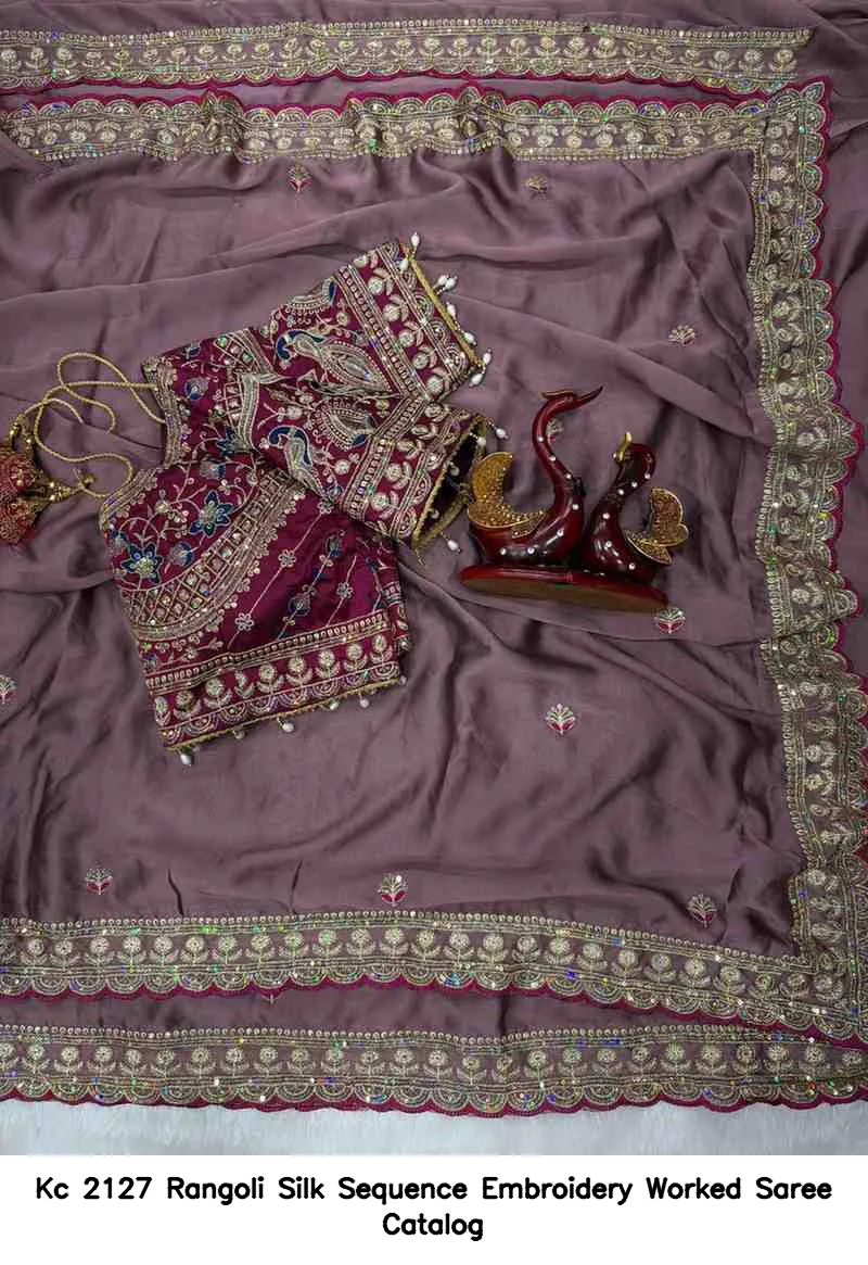 Kc 2127 Rangoli Silk Sequence Embroidery Worked Saree Catalog — Wholesale Sarees, Kc wholesale from Surat - Gallery Image 15