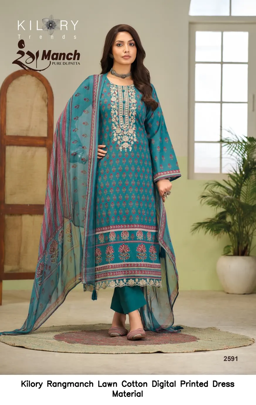 Kilory Rangmanch Lawn Cotton Digital Printed Dress Material — Wholesale Dress Material, Kilory Trends wholesale from Surat - Gallery Image 2