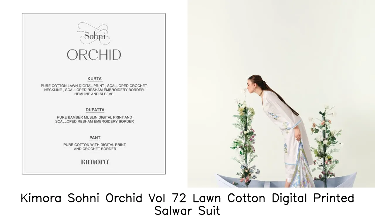 Kimora Sohni Orchid Vol 72 Lawn Cotton Digital Printed Salwar Suit — Wholesale Salwar Suits, Kimora wholesale from Surat — view 8
