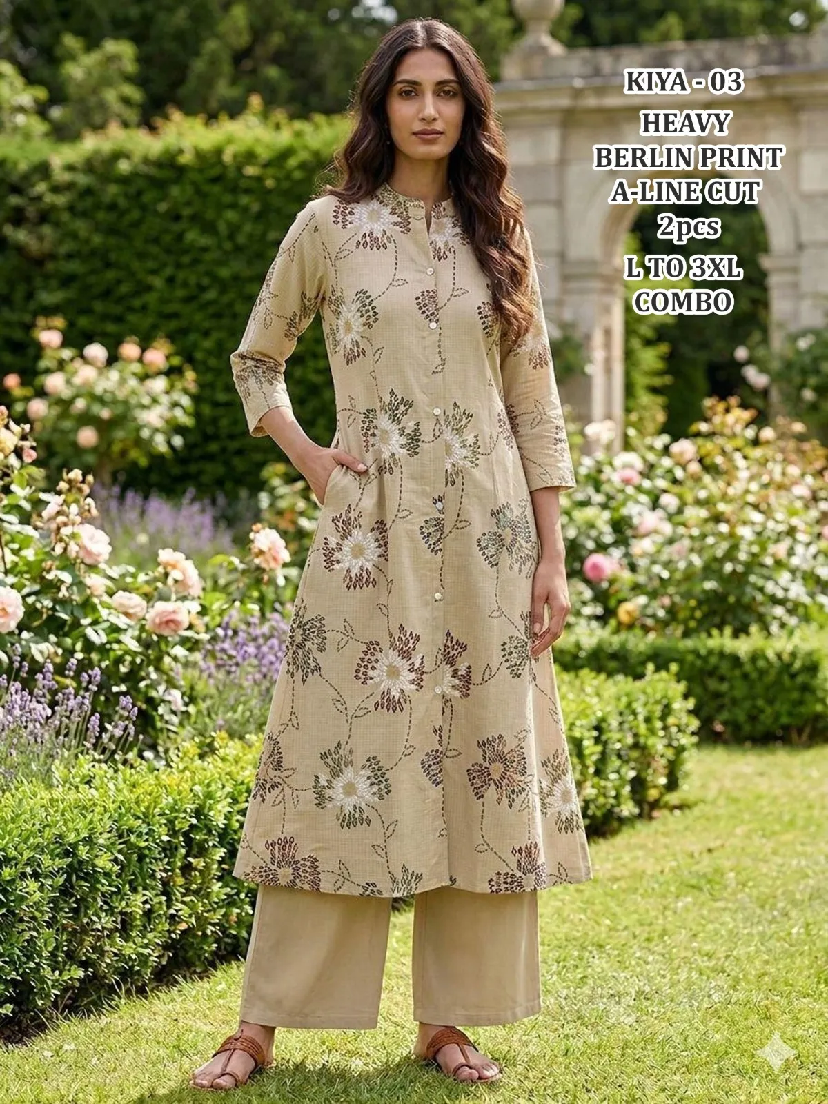 Kiya Vol 2 Berlin Print A Line Kurti With Bottom Set
