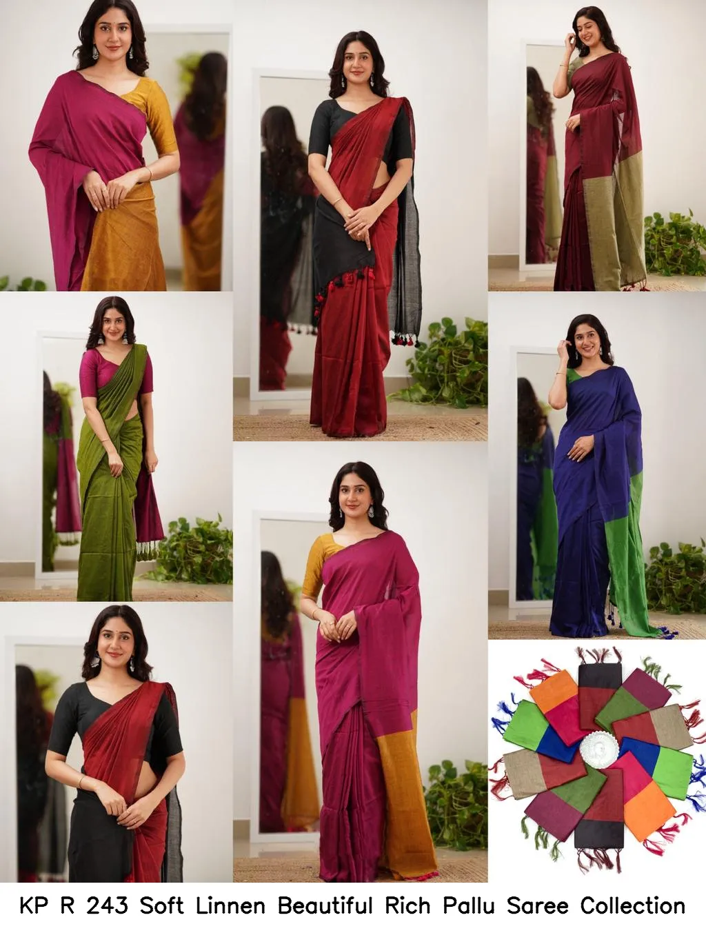KP R 243 Soft Linnen Beautiful Rich Pallu Saree Collection — Wholesale Sarees, Vardan Ethnic wholesale from Surat - Gallery Image 12