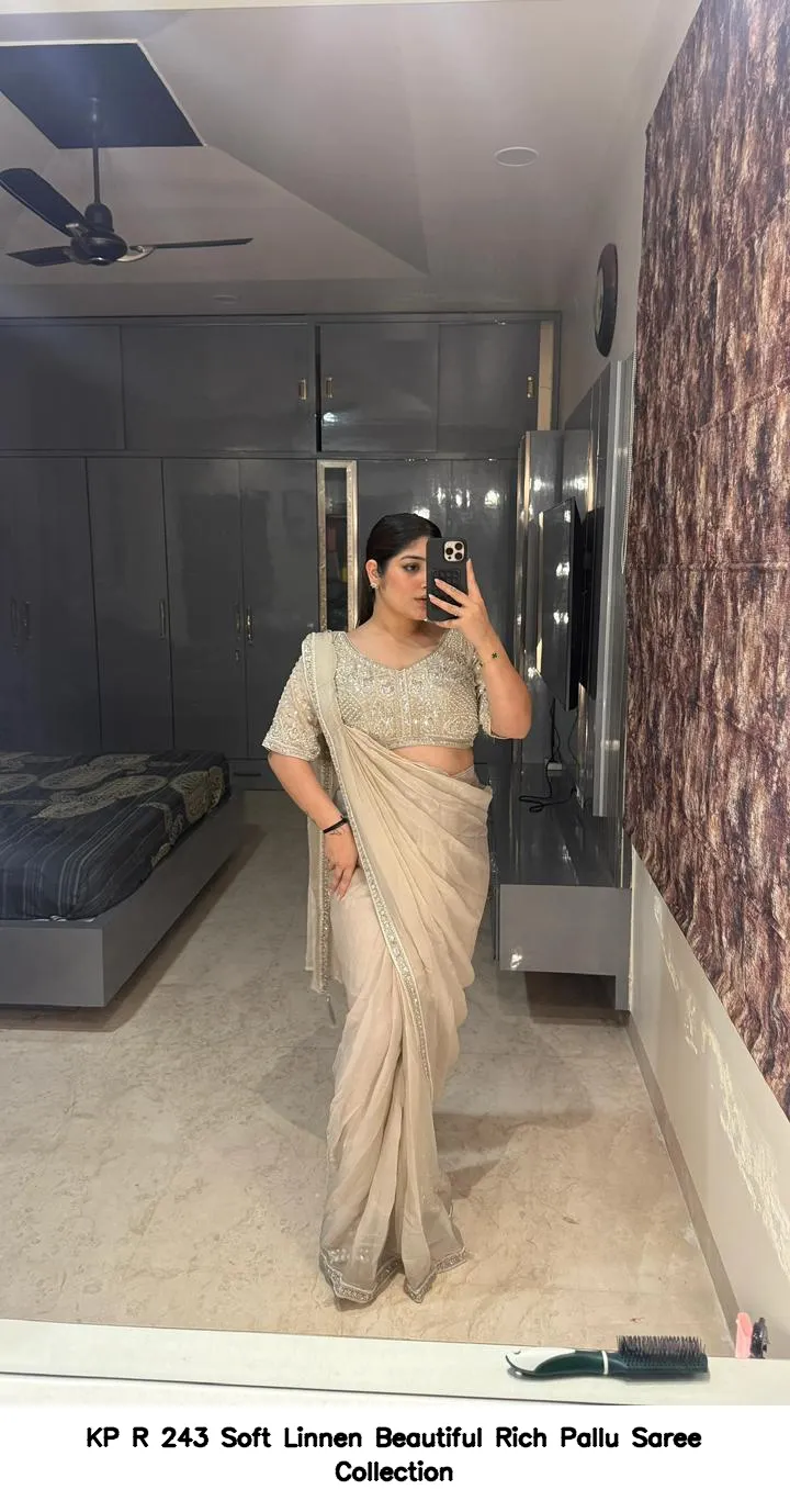 KP R 243 Soft Linnen Beautiful Rich Pallu Saree Collection — Wholesale Sarees, Vardan Ethnic wholesale from Surat - Gallery Image 2
