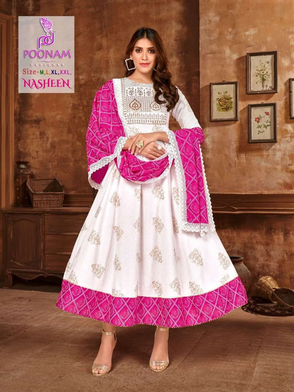 Ladies Flavour 3424 To 3426 Mul Chanderi Embroidered Readymade Suit