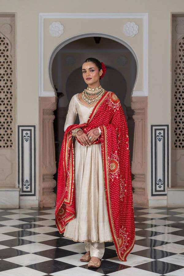 LG-1970 Designer Chinon Gown Set With Printed Dupatta