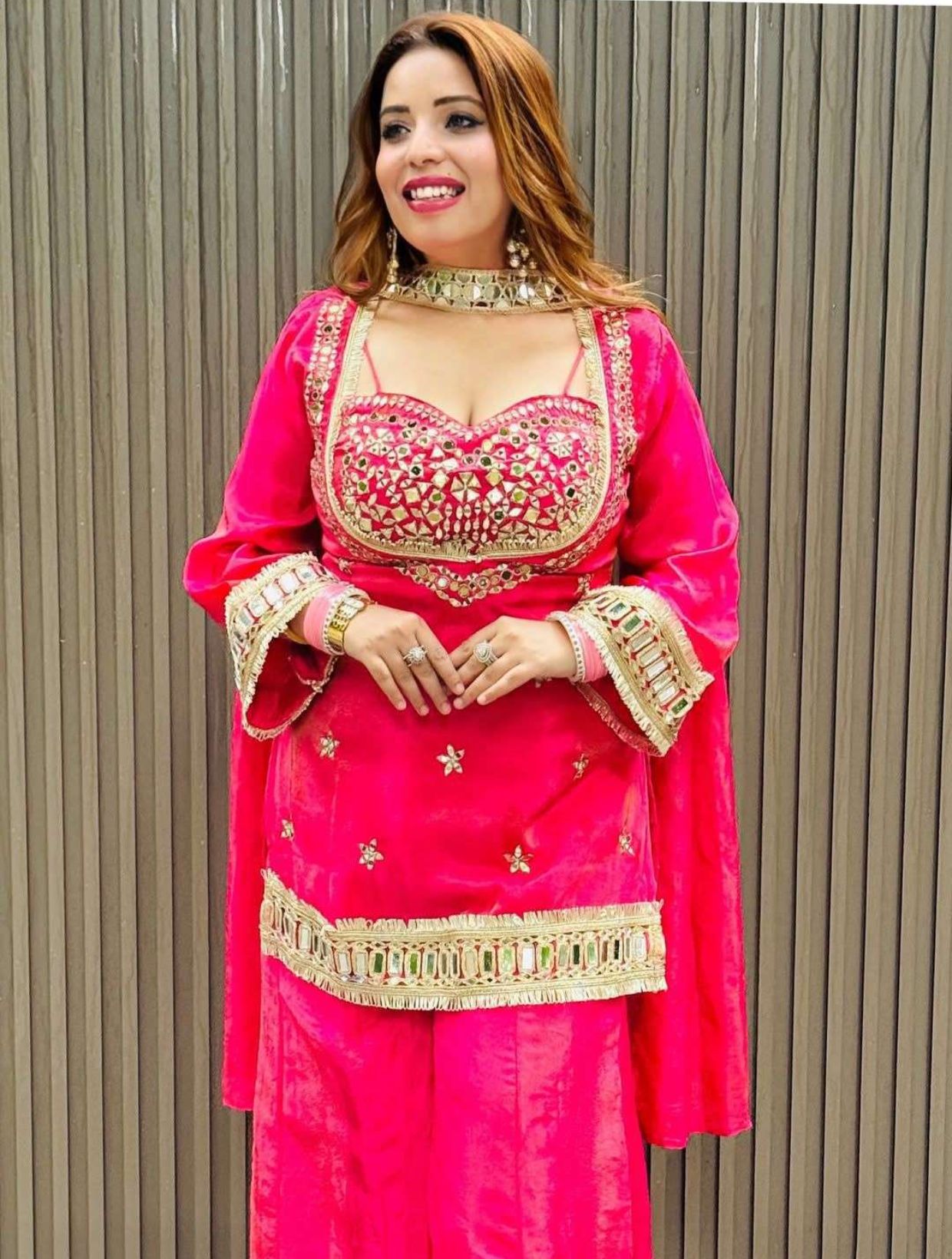 LG-2015 Cosmos Mirror Work Designer Kurti Palazzo Set
