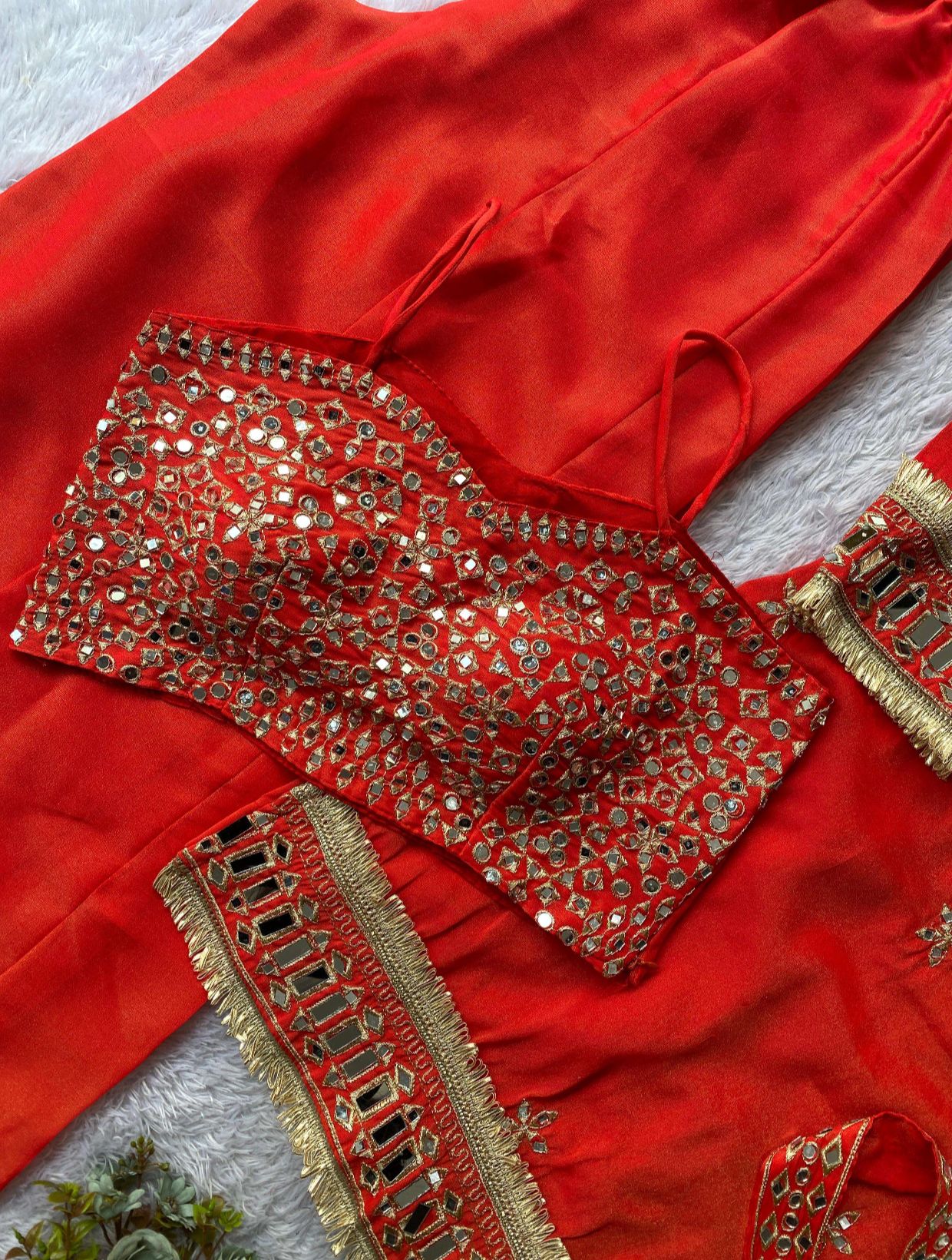LG-2015 Cosmos Mirror Work Designer Kurti Palazzo Set - Image 4