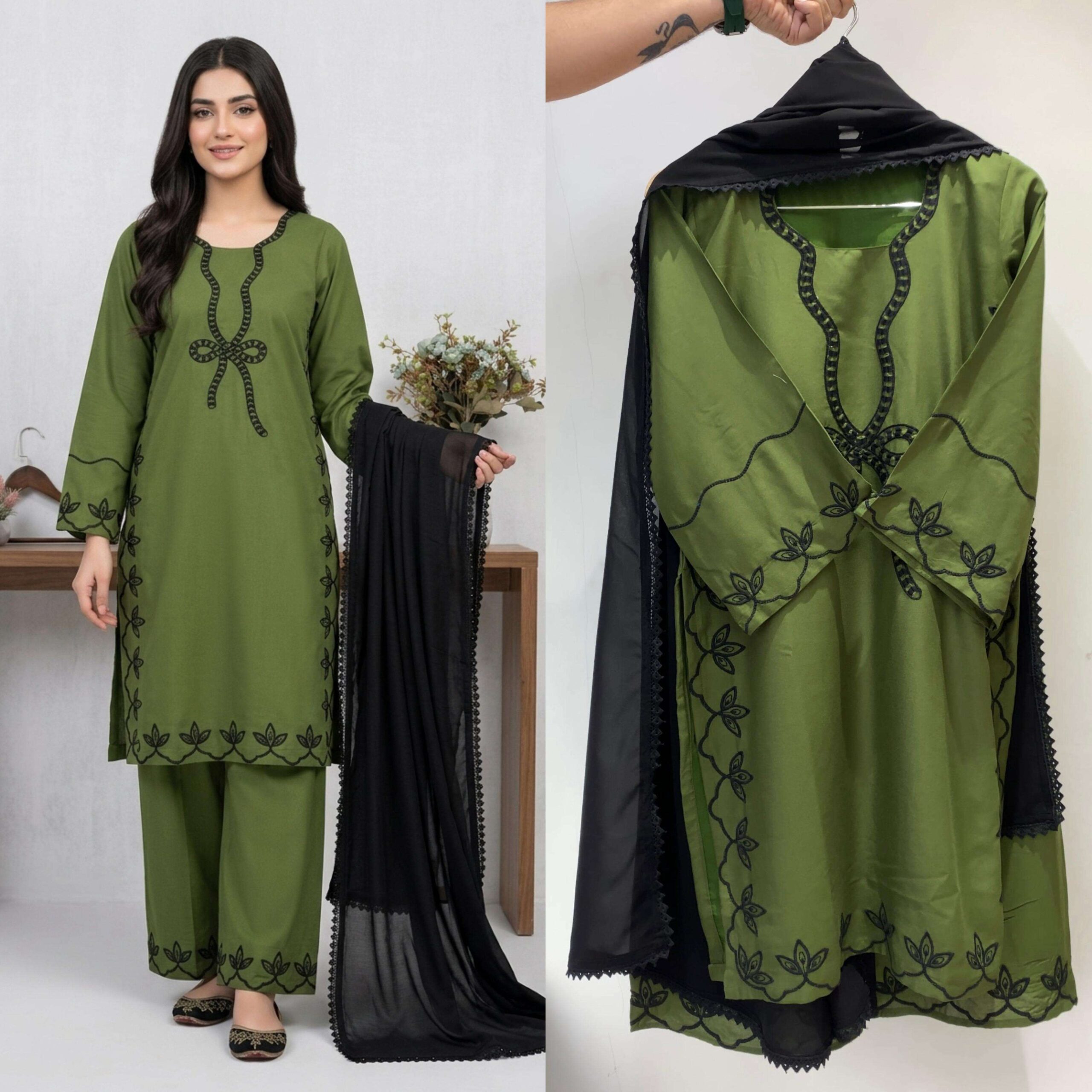 LG-2082 Pakistani Style Embroidered Suit Set With Palazzo — Wholesale Readymade Suit, Vardan Ethnic wholesale from Surat — view 4