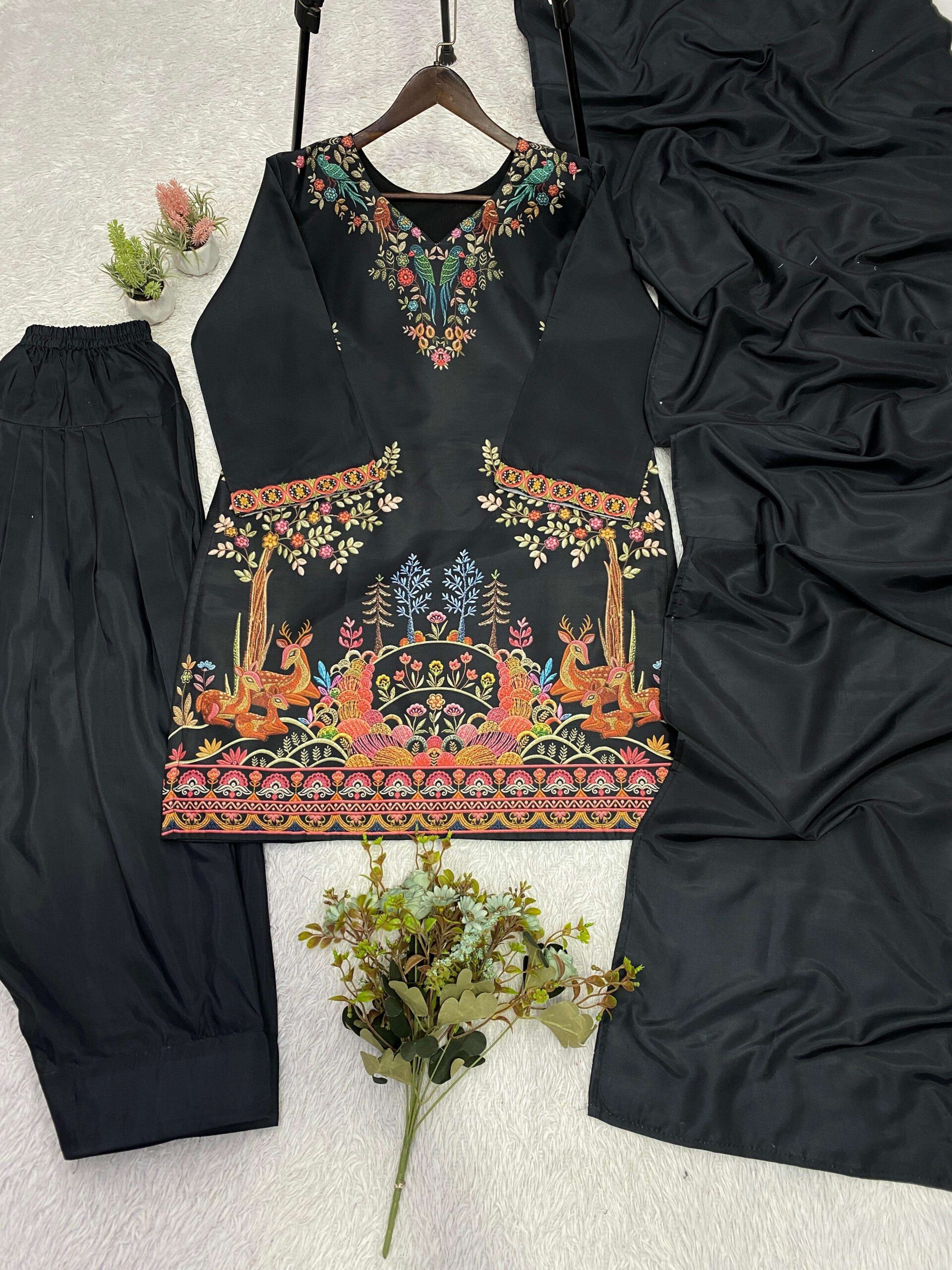 LG-2102 Roman Silk Printed Top Salwar With Dupatta Set — Wholesale Readymade Suit, Vardan Ethnic wholesale from Surat — view 4