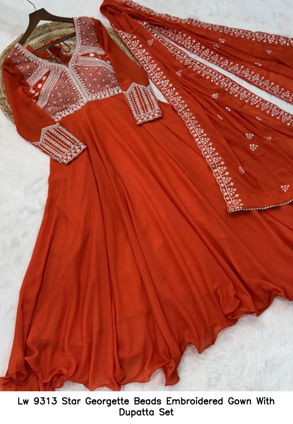 Lw 9313 Star Georgette Beads Embroidered Gown With Dupatta Set — Wholesale Salwar Suits, Vardan Ethnic wholesale from Surat — Photo 11