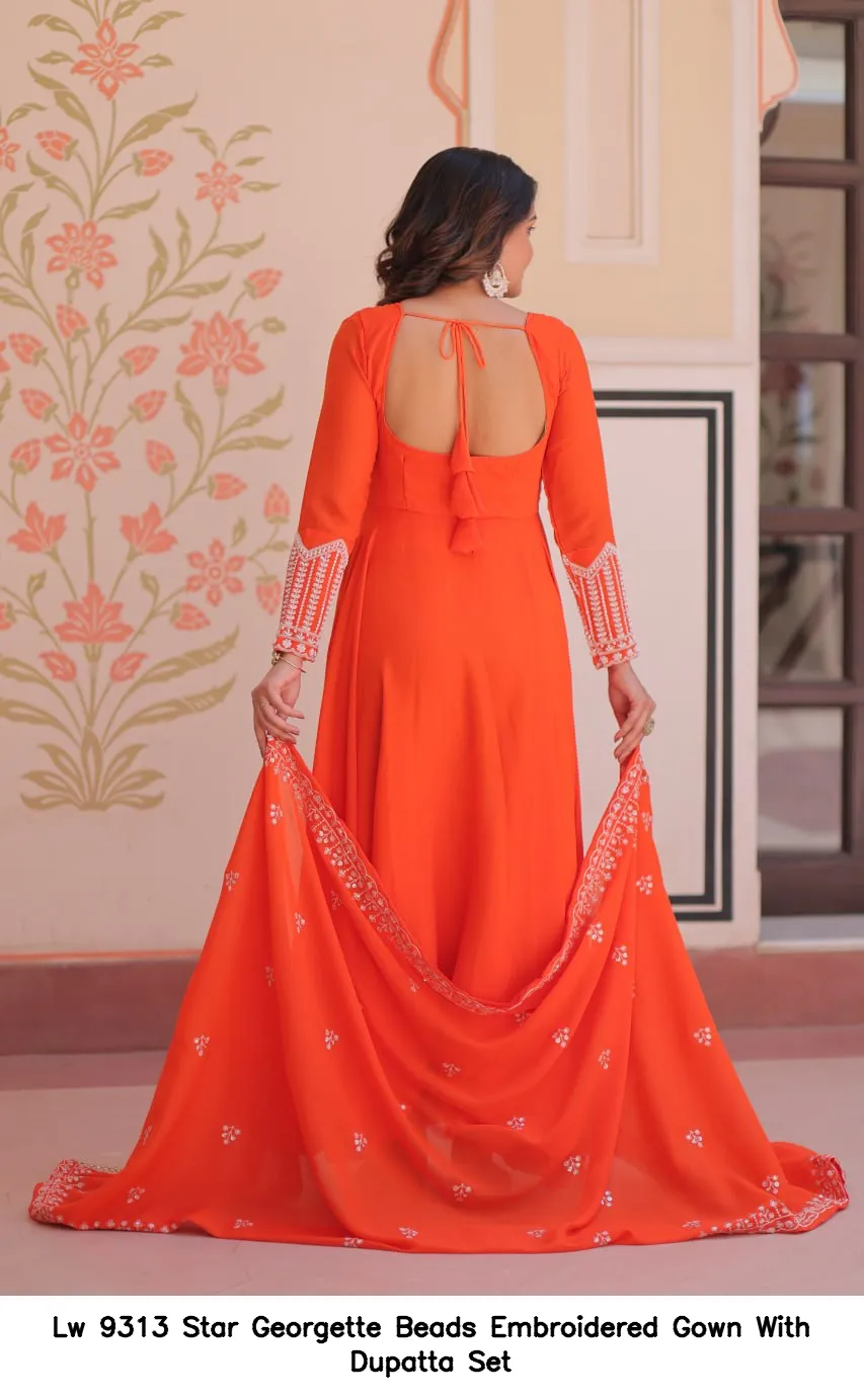 Lw 9313 Star Georgette Beads Embroidered Gown With Dupatta Set — Wholesale Salwar Suits, Vardan Ethnic wholesale from Surat — Photo 3