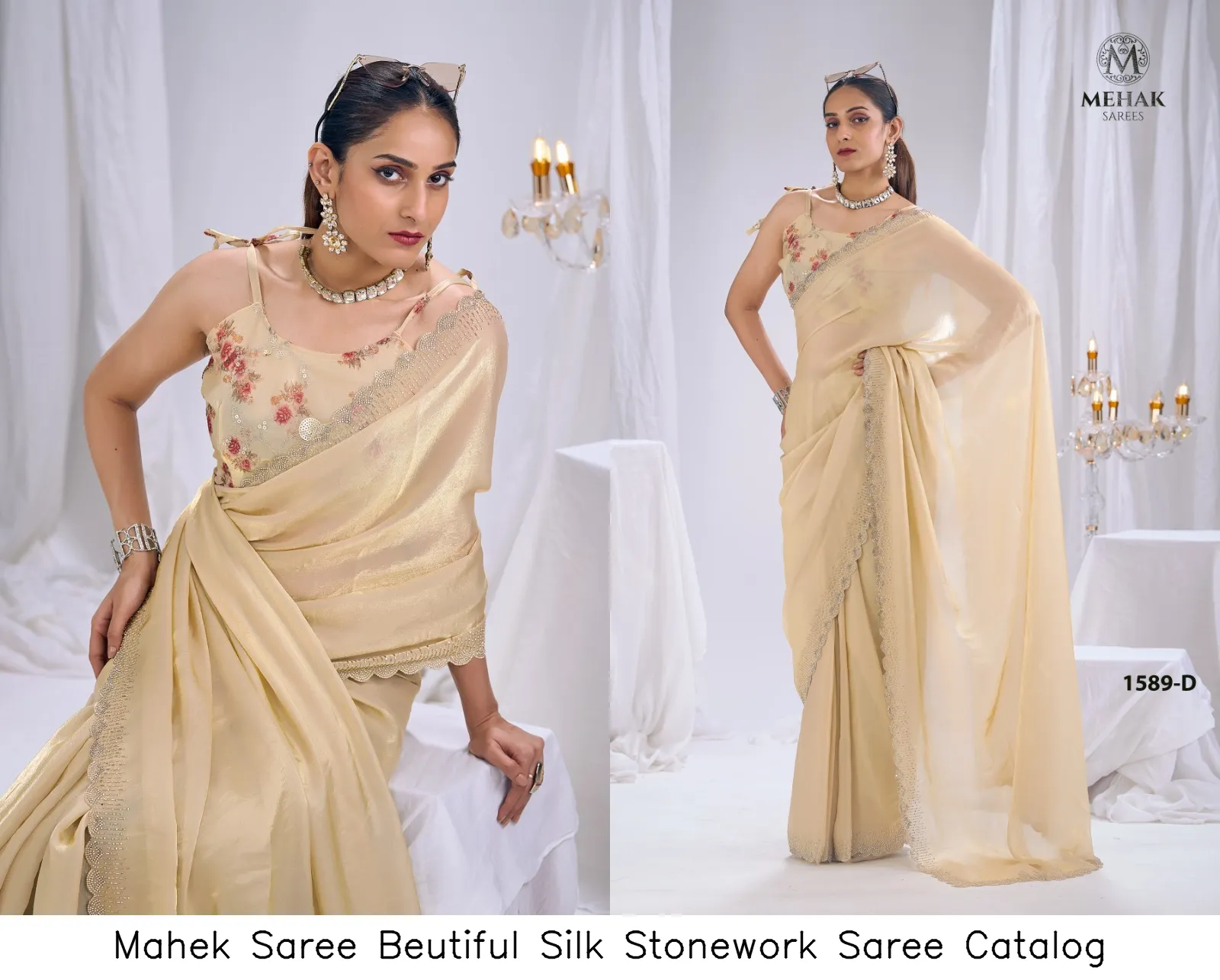 Mahek Saree Beutiful Silk Stonework Saree Catalog — Wholesale Sarees, MPA wholesale from Surat — Photo 12
