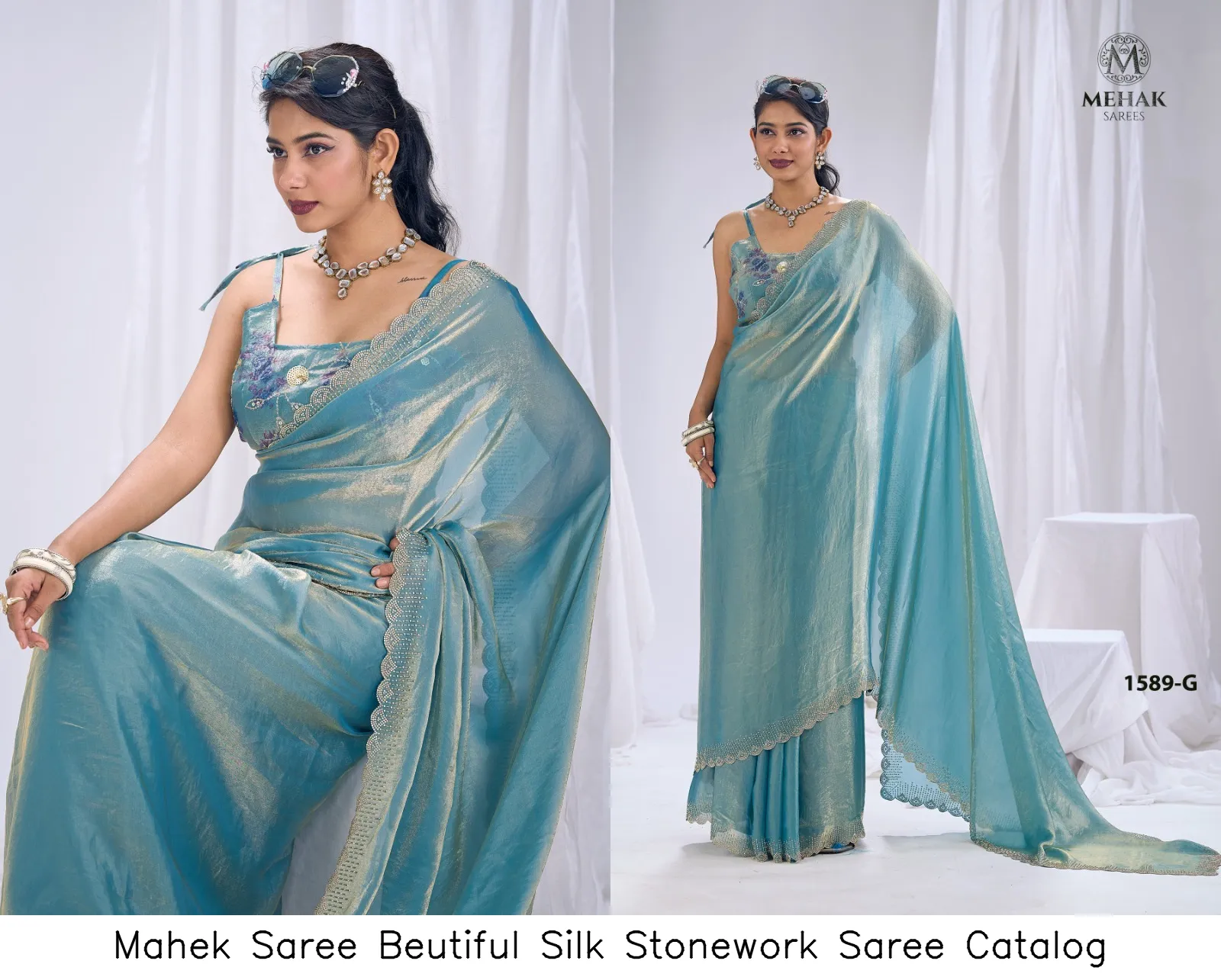 Mahek Saree Beutiful Silk Stonework Saree Catalog — Wholesale Sarees, MPA wholesale from Surat — Photo 2