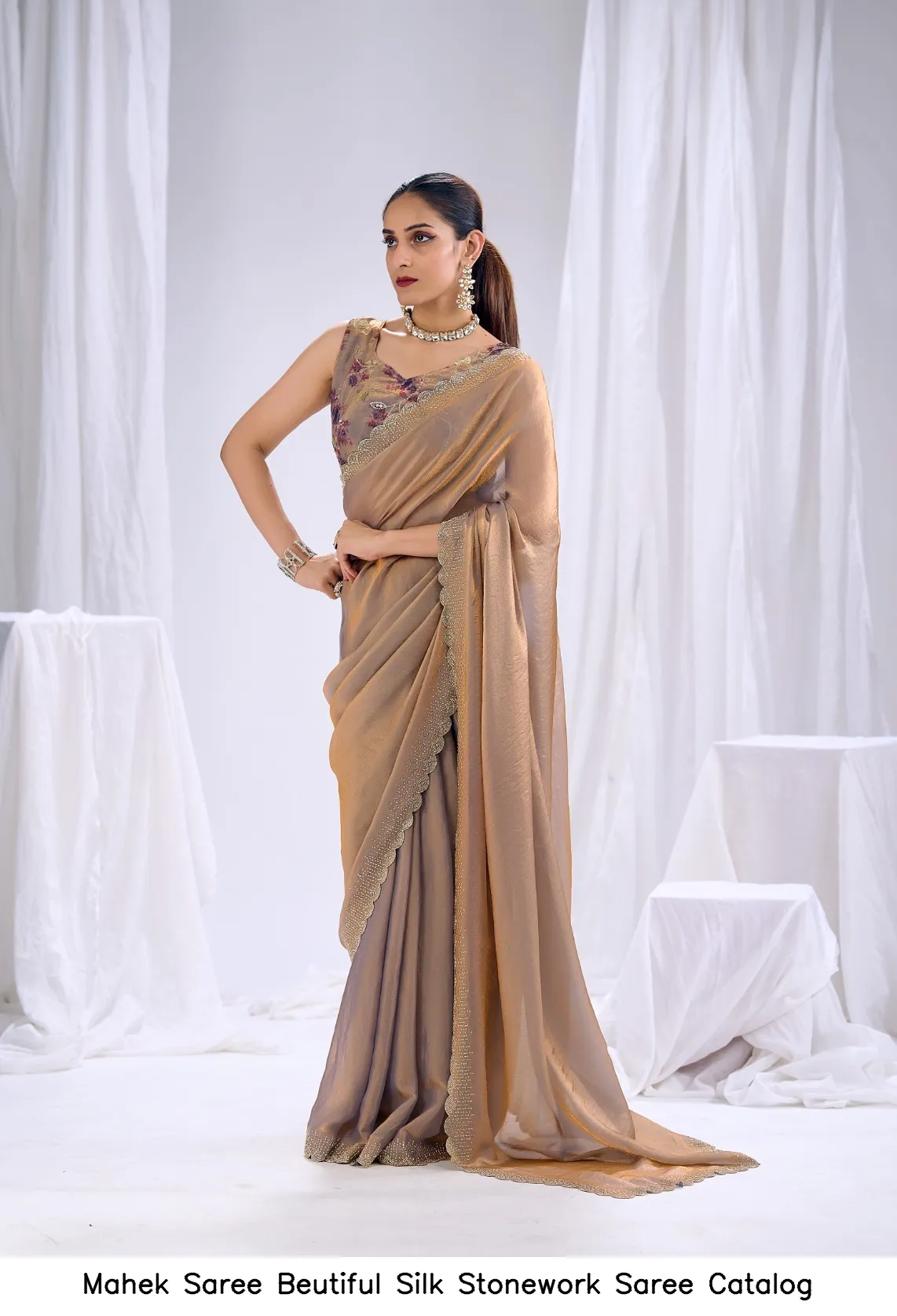 Mahek Saree Beutiful Silk Stonework Saree Catalog — Wholesale Sarees, MPA wholesale from Surat — Photo 6
