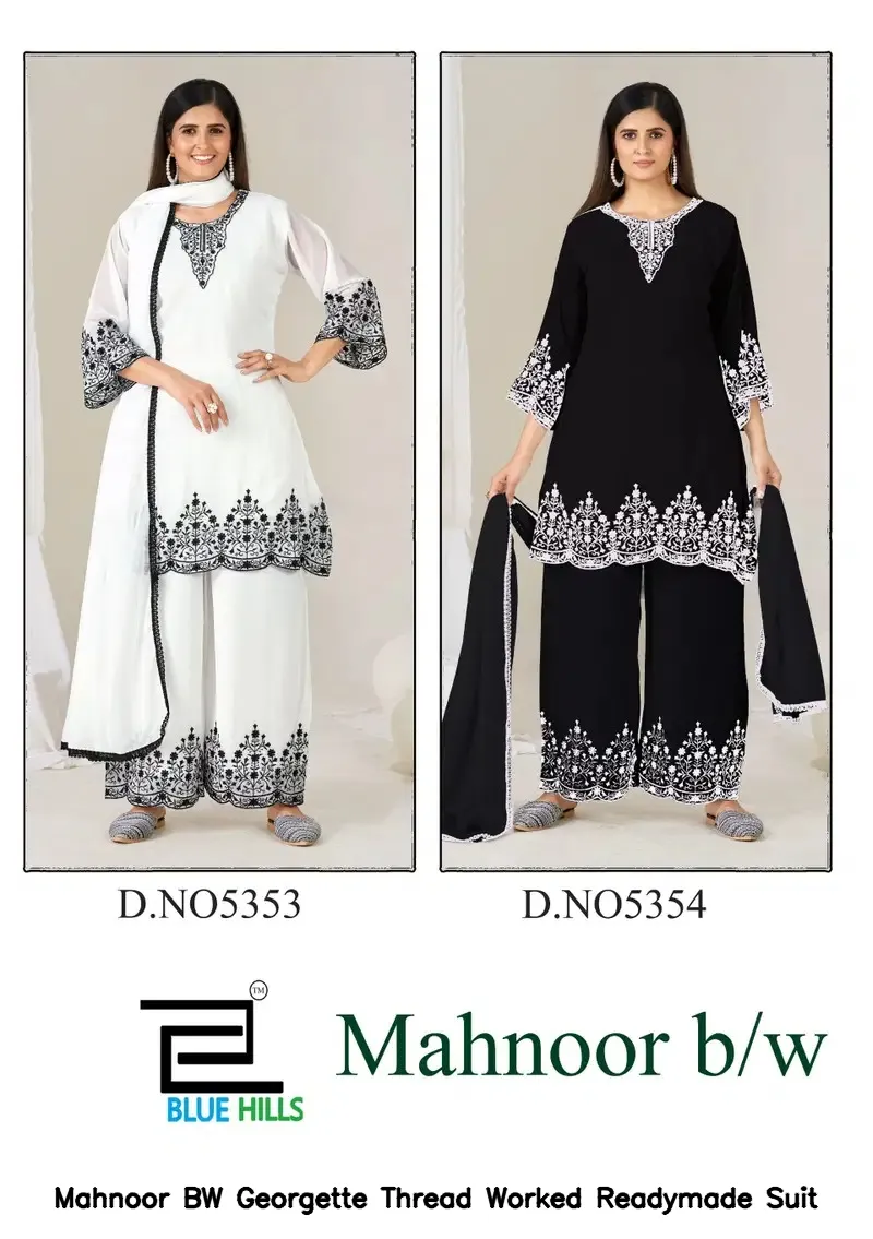 Mahnoor BW Georgette Thread Worked Readymade Suit — Wholesale Readymade Pakistani Suits, Vardan Ethnic wholesale from Surat — view 2