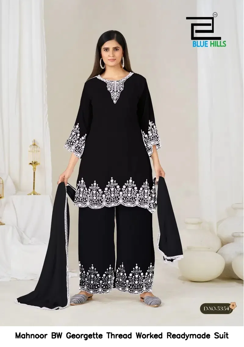 Mahnoor BW Georgette Thread Worked Readymade Suit — Wholesale Readymade Pakistani Suits, Vardan Ethnic wholesale from Surat — view 3