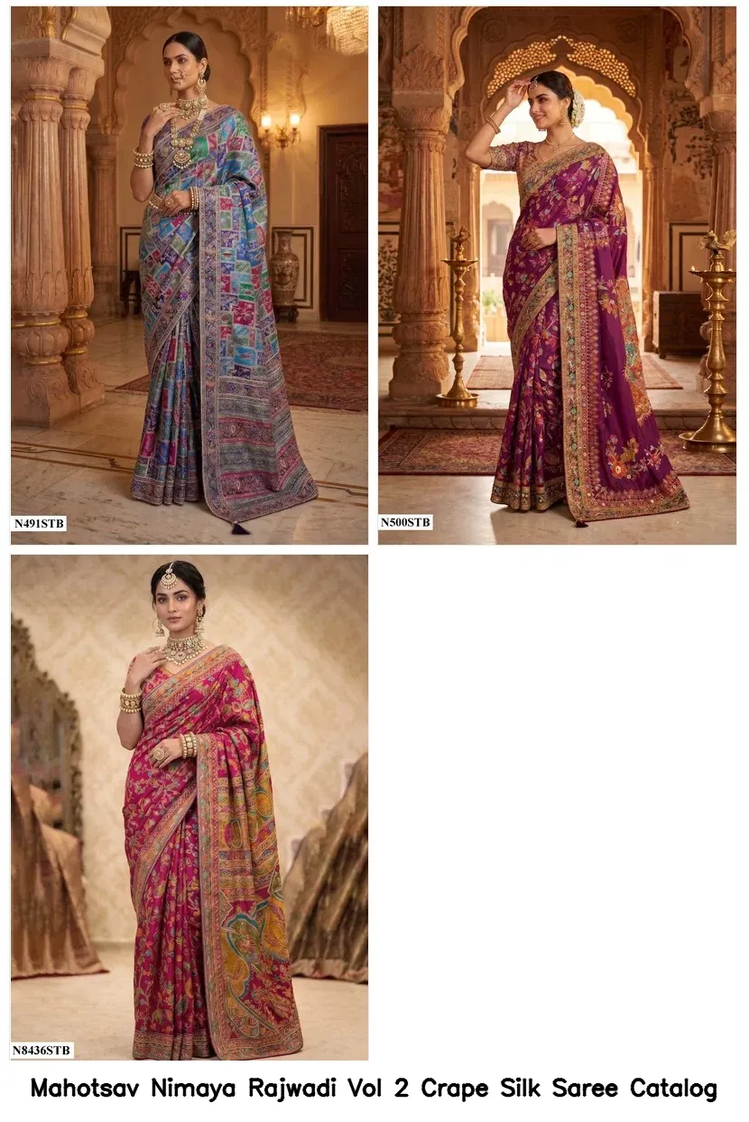 Mahotsav Nimaya Rajwadi Vol 2 Crape Silk Saree Catalog — Wholesale Sarees, MPA wholesale from Surat — view 2