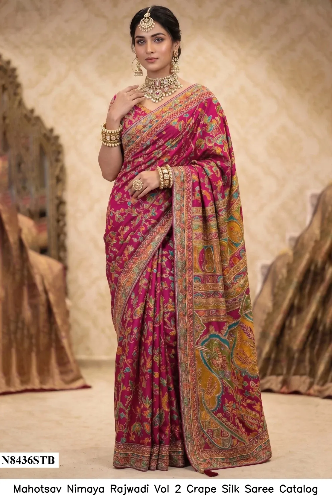 Mahotsav Nimaya Rajwadi Vol 2 Crape Silk Saree Catalog — Wholesale Sarees, MPA wholesale from Surat — view 5