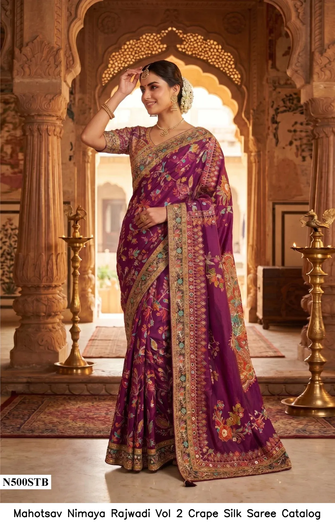 Mahotsav Nimaya Rajwadi Vol 2 Crape Silk Saree Catalog — Wholesale Sarees, MPA wholesale from Surat — view 6
