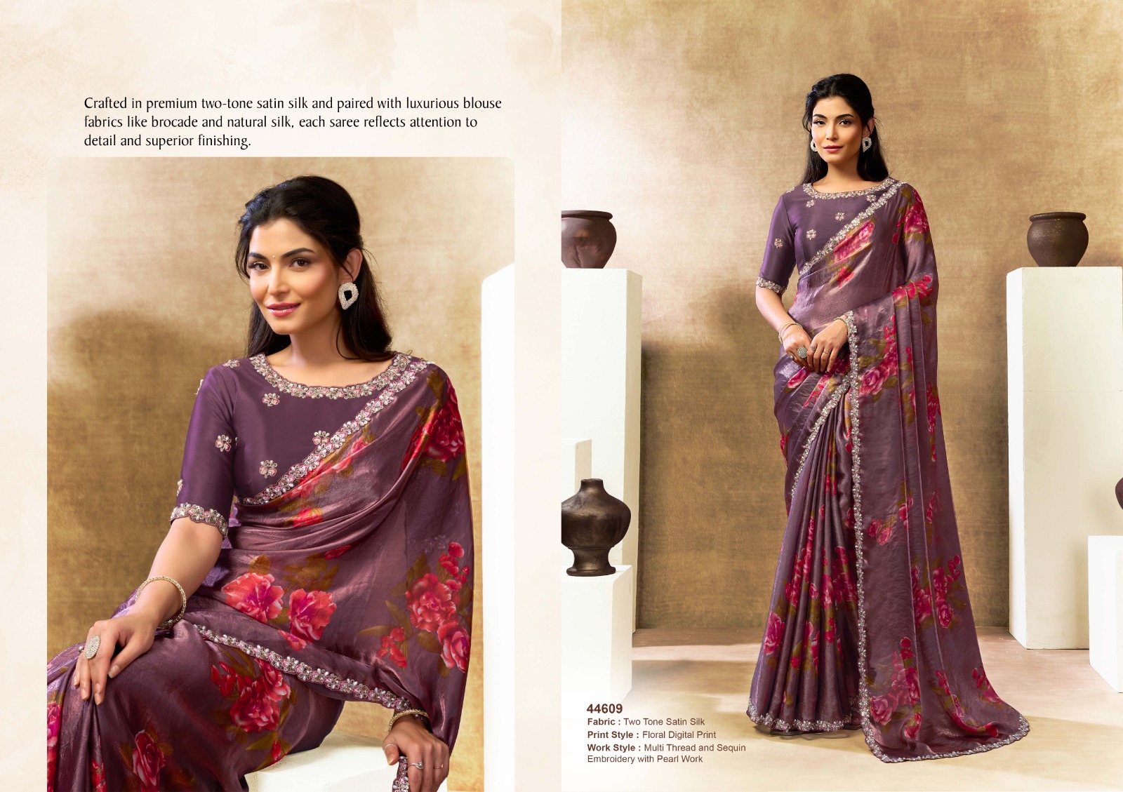 Mahotsav Norita 44600 Oasis Satin Silk Saree Collection — Wholesale Sarees, Mahotsav wholesale from Surat — view 4