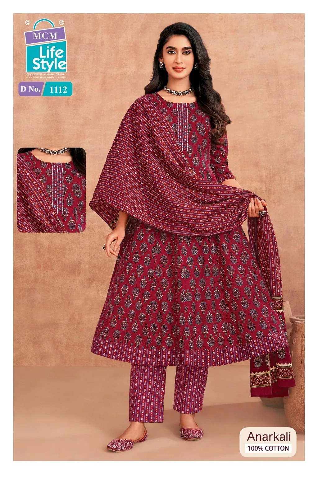 Mcm Anarkali Vol 11 Readymade Cotton Anarkali Kurti Set — Wholesale Kurti With Bottom Dupatta, Mcm wholesale from Surat — view 1