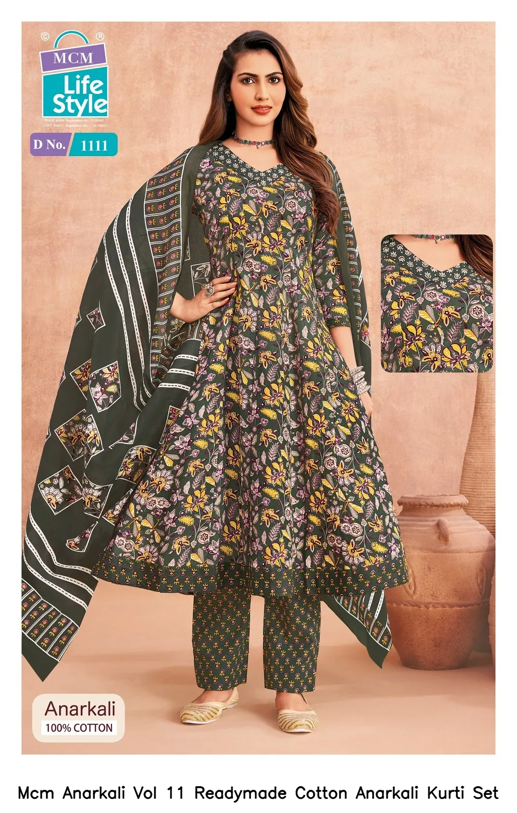 Mcm Anarkali Vol 11 Readymade Cotton Anarkali Kurti Set — Wholesale Kurti With Bottom Dupatta, Mcm  wholesale from Surat — view 11