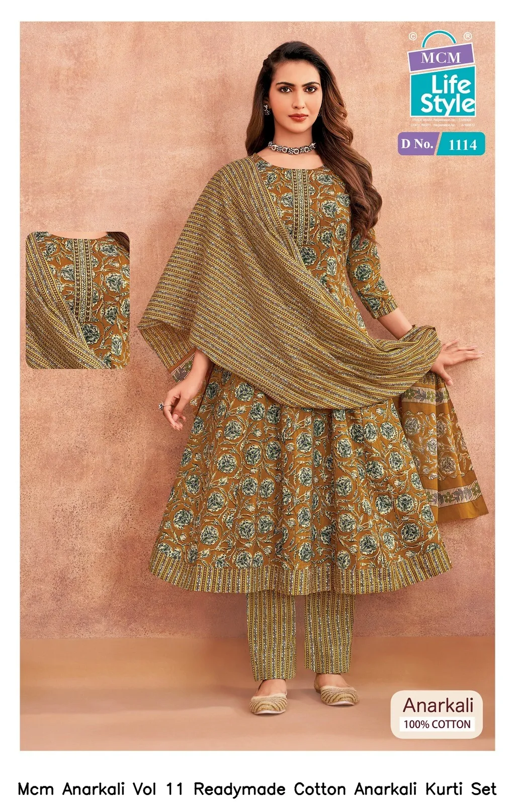 Mcm Anarkali Vol 11 Readymade Cotton Anarkali Kurti Set — Wholesale Kurti With Bottom Dupatta, Mcm wholesale from Surat - Gallery Image 7