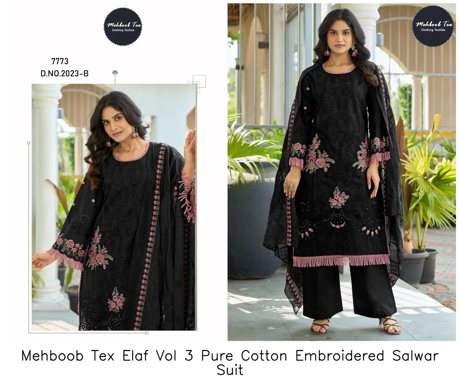 Mehboob Tex Elaf Vol 3 Pure Cotton Embroidered Salwar Suit — Wholesale Pakistani Suits, Mehboob tex wholesale from Surat — Photo 2