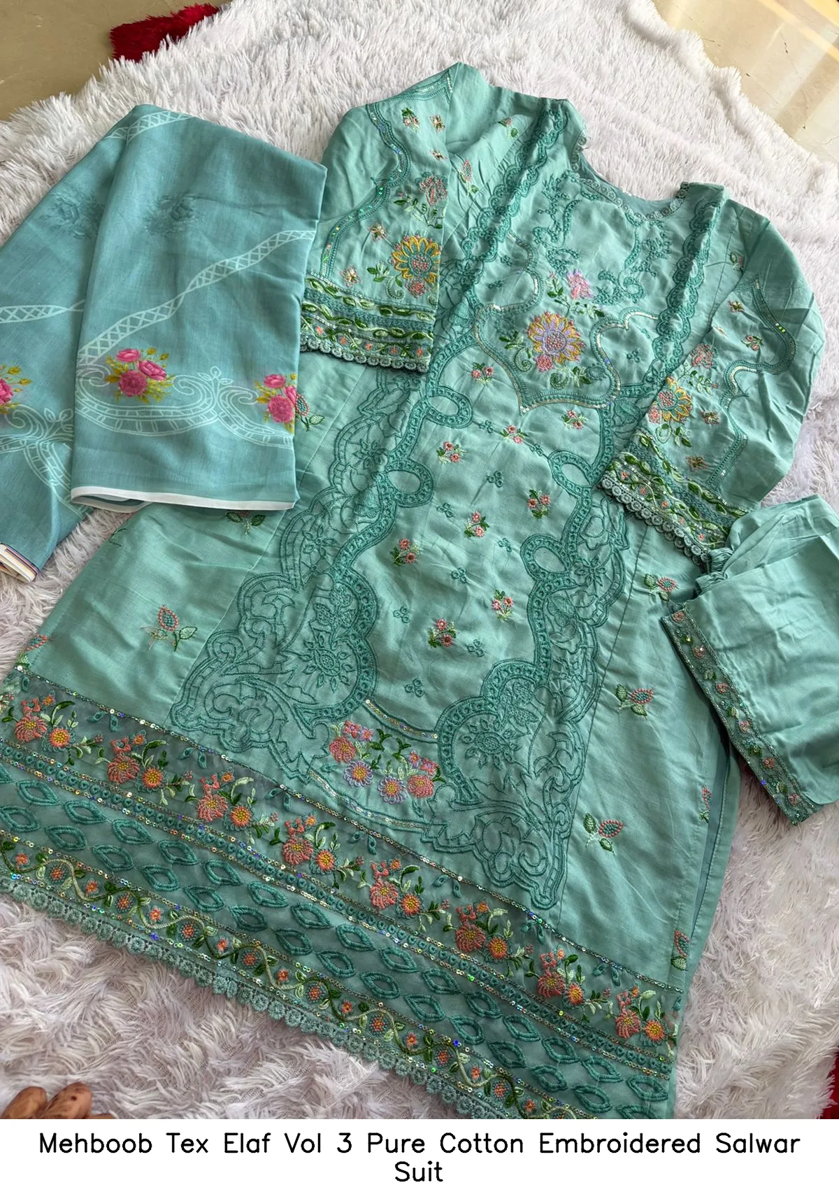 Mehboob Tex Elaf Vol 3 Pure Cotton Embroidered Salwar Suit — Wholesale Pakistani Suits, Mehboob tex wholesale from Surat — Photo 3