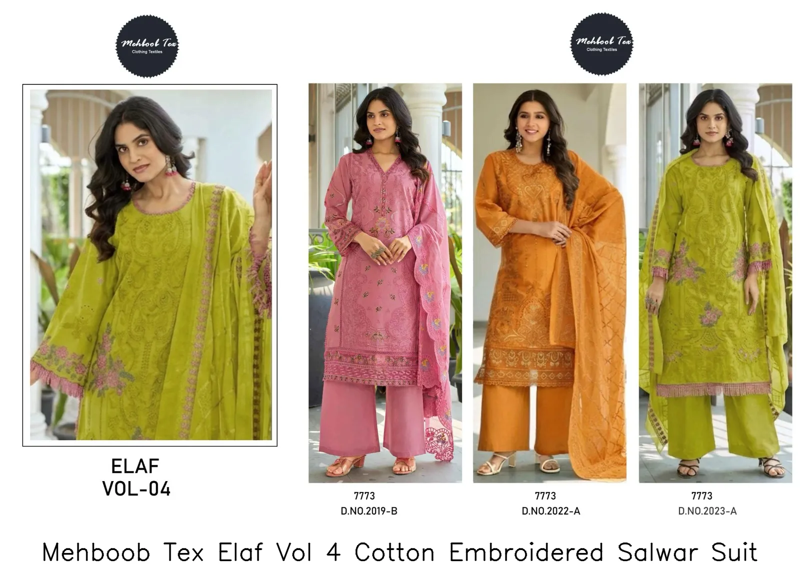 Mehboob Tex Elaf Vol 4 Cotton Embroidered Salwar Suit — Wholesale Pakistani Suits, Mehboob tex wholesale from Surat — Photo 2