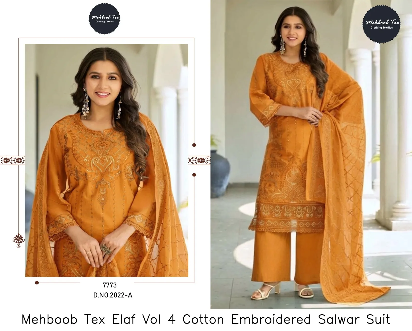 Mehboob Tex Elaf Vol 4 Cotton Embroidered Salwar Suit — Wholesale Pakistani Suits, Mehboob tex wholesale from Surat — Photo 4
