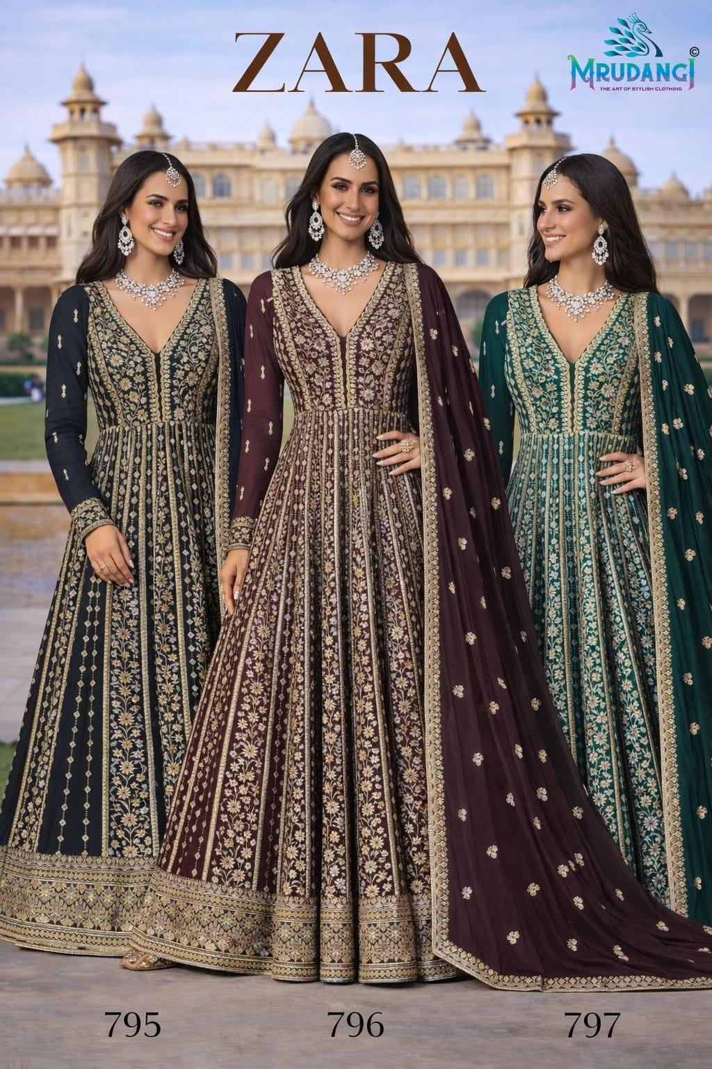 Mrudangi Zara Chinon Silk  Wedding  Party Wear Designer Gown — Designer Readymade Suits, MPA wholesale from Surat — view 3