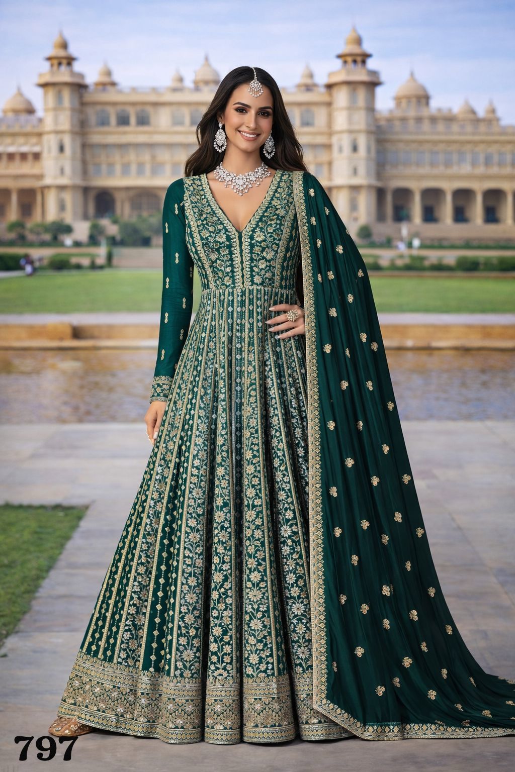 Mrudangi Zara Chinon Silk  Wedding  Party Wear Designer Gown — Designer Readymade Suits, MPA wholesale from Surat — view 2