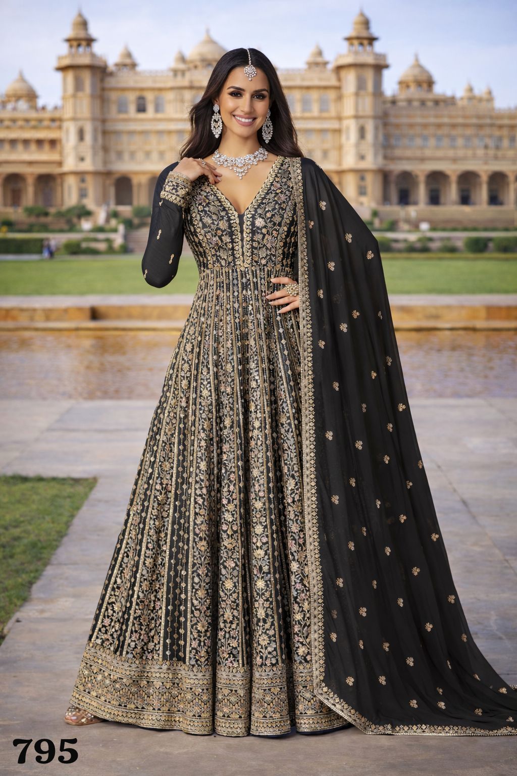 Mrudangi Zara Chinon Silk  Wedding  Party Wear Designer Gown — Designer Readymade Suits, MPA wholesale from Surat — view 6