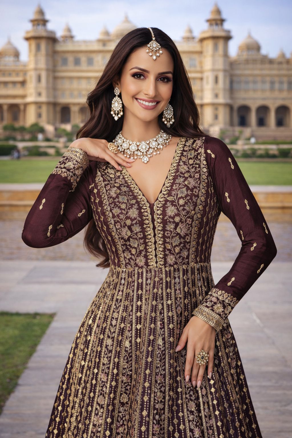 Mrudangi Zara Chinon Silk  Wedding  Party Wear Designer Gown
