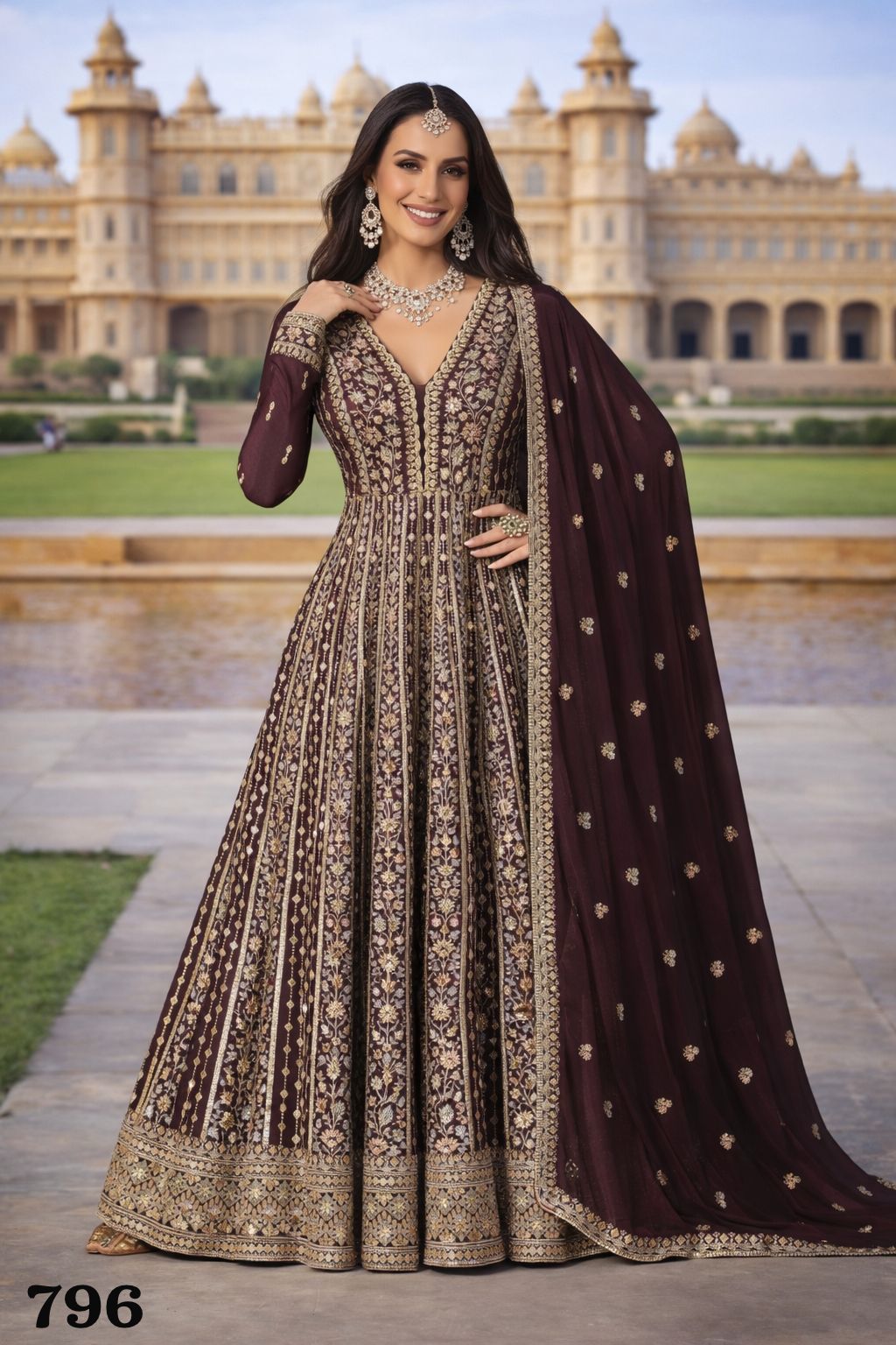 Mrudangi Zara Chinon Silk  Wedding  Party Wear Designer Gown — Designer Readymade Suits, MPA wholesale from Surat — view 5