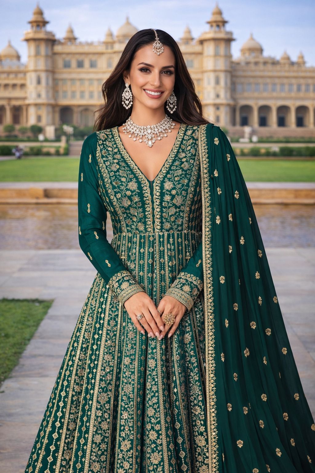 Mrudangi Zara Chinon Silk  Wedding  Party Wear Designer Gown — Designer Readymade Suits, MPA wholesale from Surat — view 4