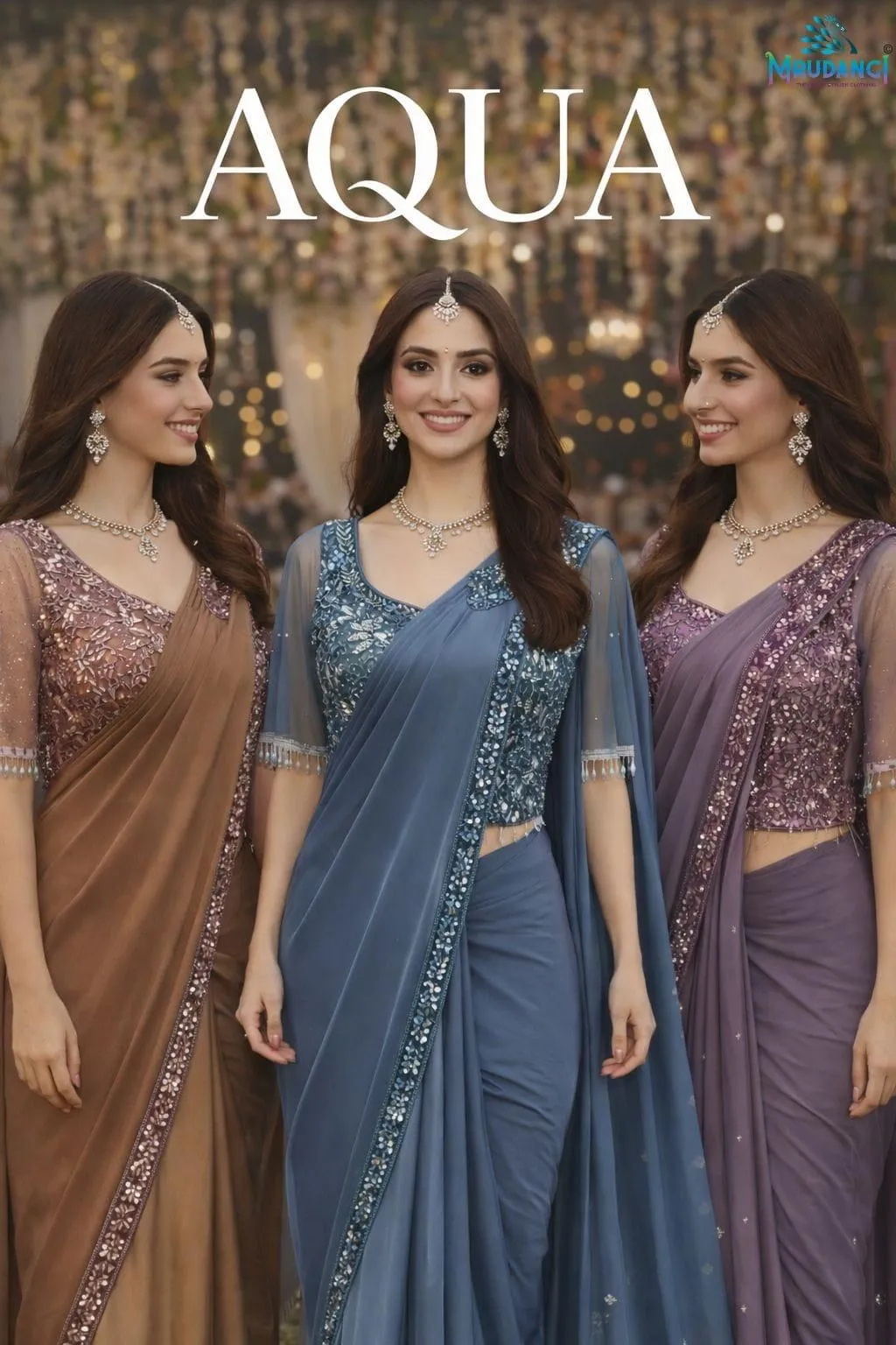 Mrudungi Aqua Lycra  Beautiful Ready To Wear Saree Catalog